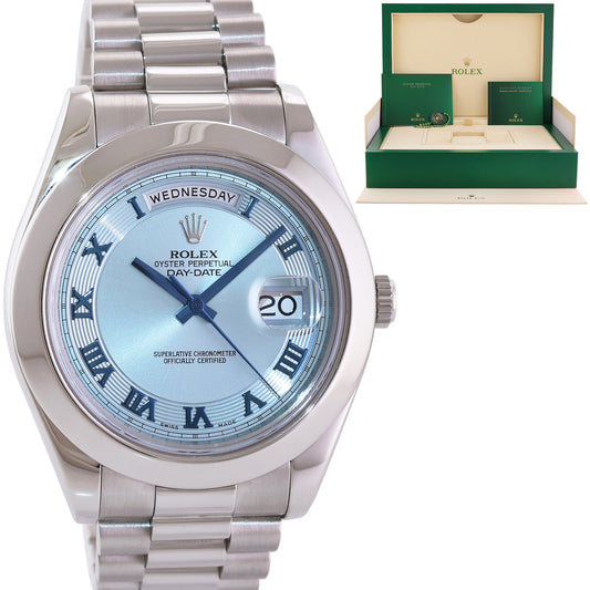 2015 MINT Rolex Day-Date 41mm Blue Roman Platinum President 218206 Watch Box