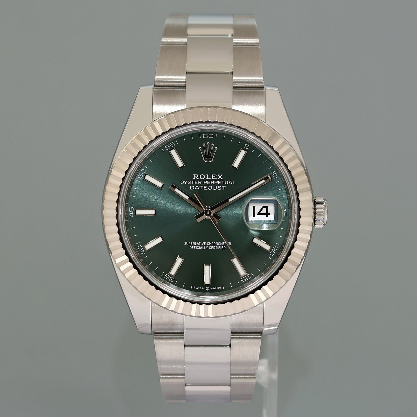 2024 NEW PAPERS Rolex DateJust 41 Mint Green Stick Oyster 126334 Watch Box