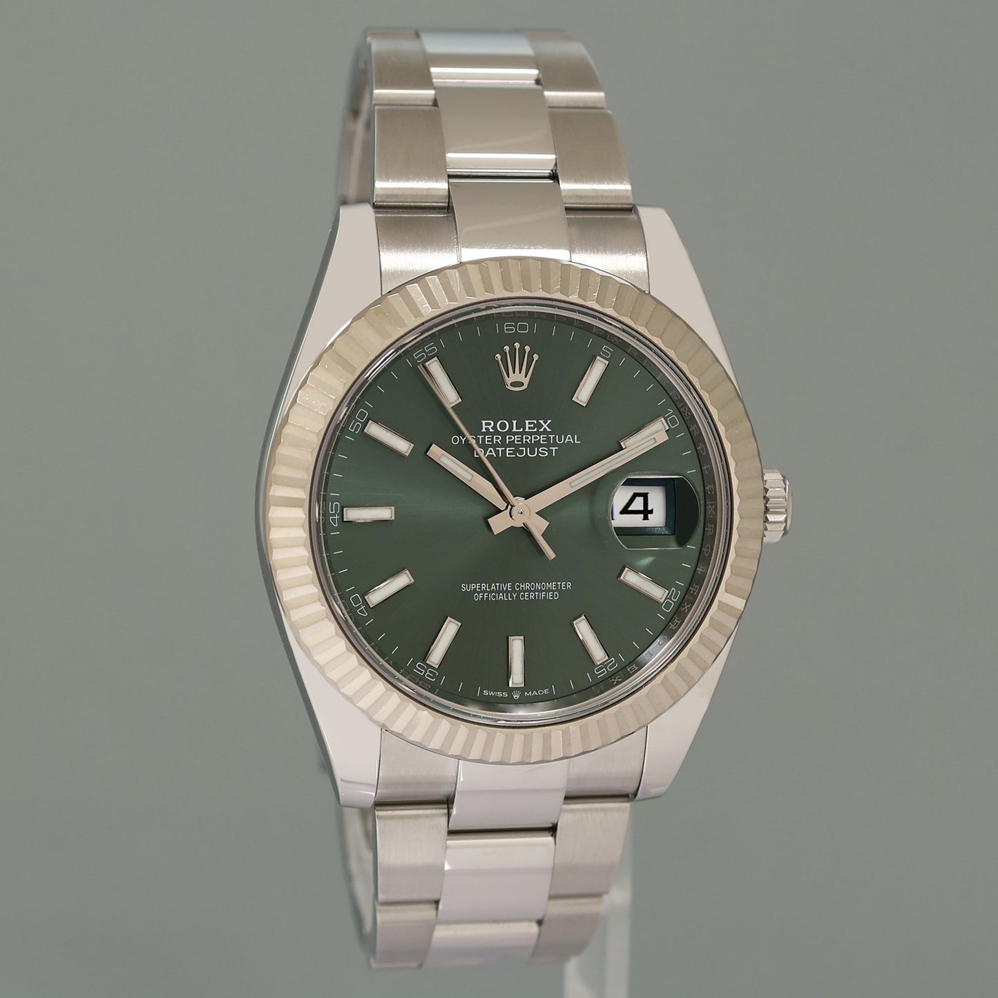 2024 NEW PAPERS Rolex DateJust 41 Mint Green Stick Oyster 126334 Watch Box