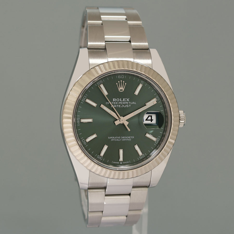 2024 NEW PAPERS Rolex DateJust 41 Mint Green Stick Oyster 126334 Watch Box