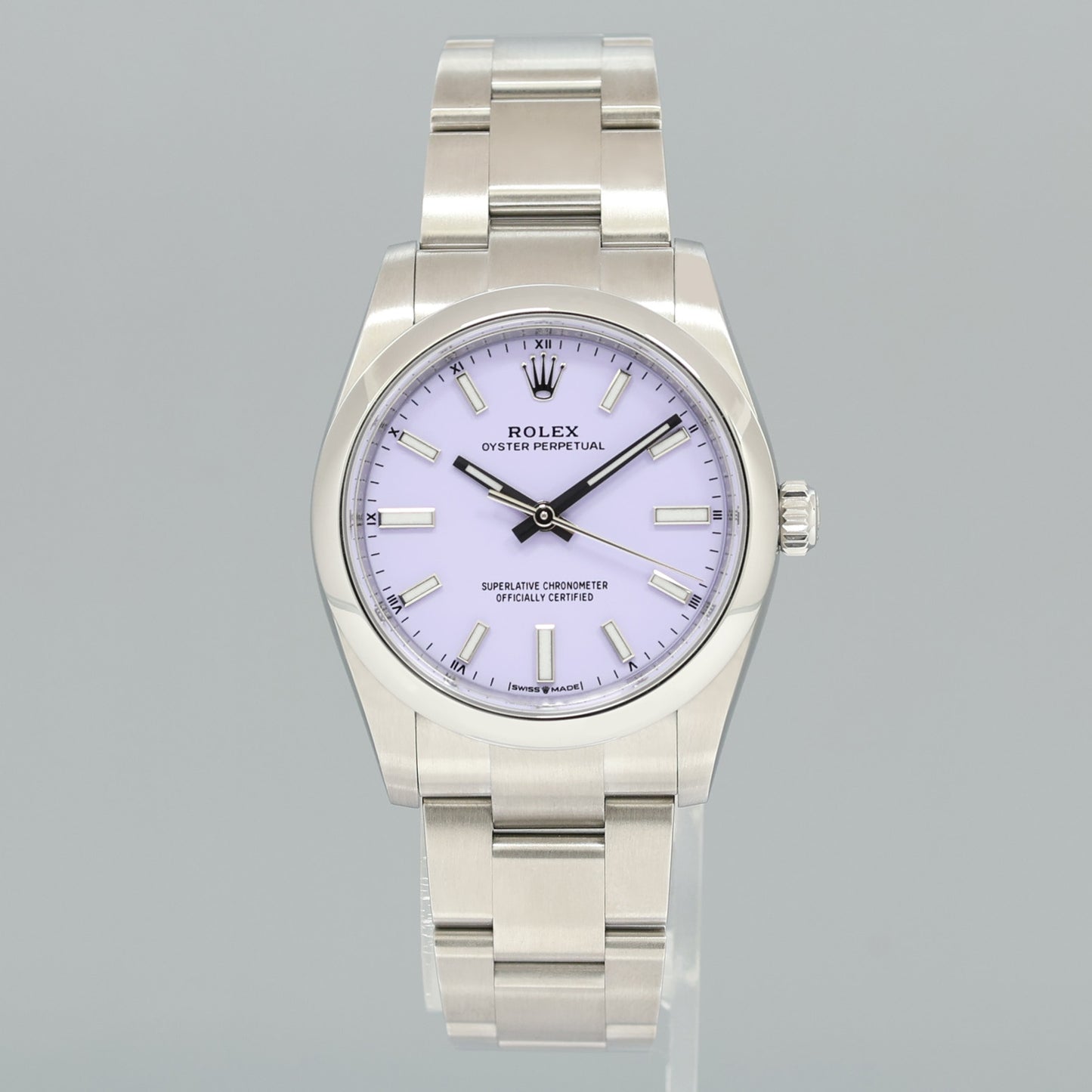 2025 NEW PAPERS Rolex Oyster Perpetual 34mm Lavender Oyster Watch 124200 Watch Box