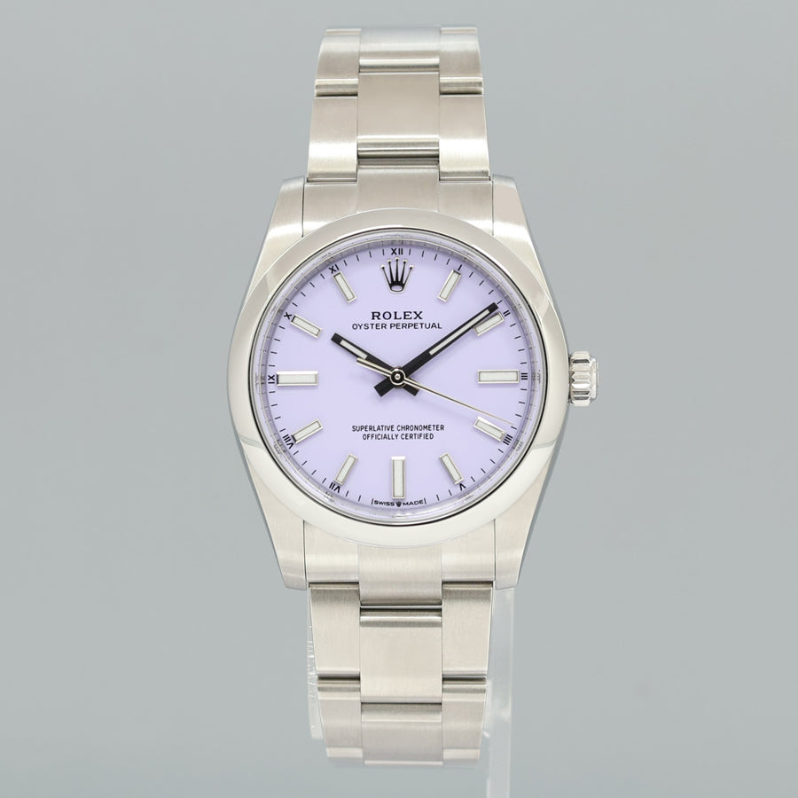 2025 NEW PAPERS Rolex Oyster Perpetual 34mm Lavender Oyster Watch 124200 Watch Box