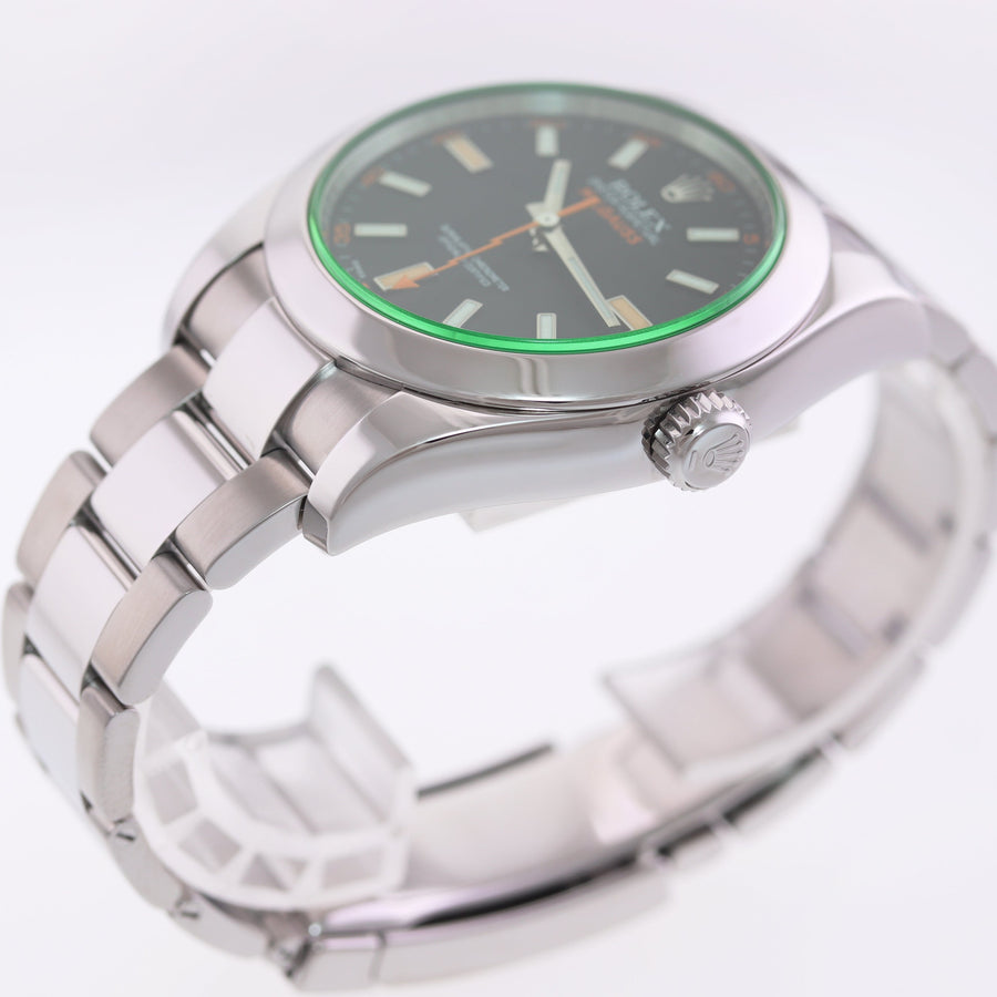 MINT PAPERS Rolex Milgauss Green Anniversary 116400GV 40mm Steel Black Watch Box
