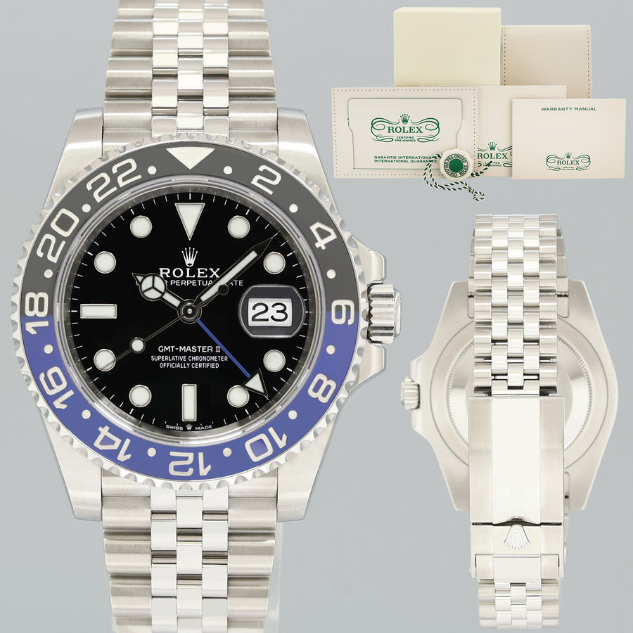 2025 CPO PAPERS 126710 BLNR Rolex GMT Master II Batman Blue Jubilee Steel Watch