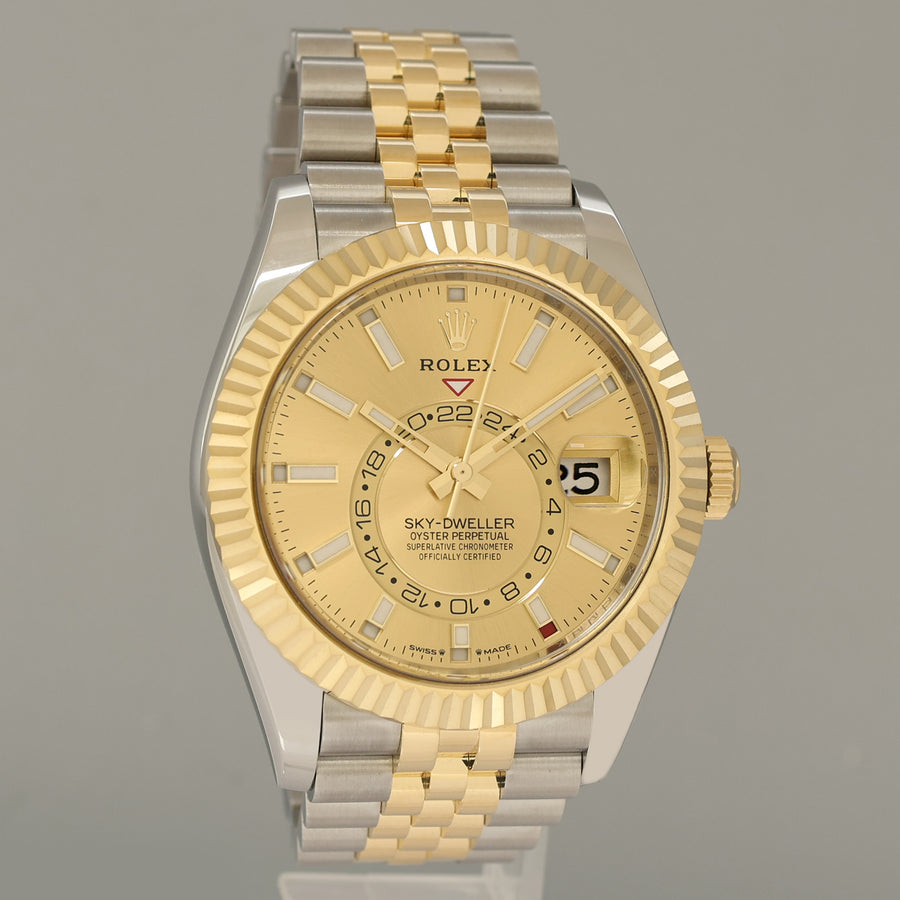2026 NEW PAPERS Rolex Sky-Dweller Two Tone Champagne Jubilee 42mm 336933 Watch