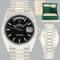 PAPERS MINT Rolex Platinum President 228206 Black Stick 40mm Day Date 40 Watch Box