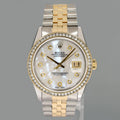 PEARL & DIAMOND BEZEL Rolex DateJust 16013 Two-Tone Yellow Gold Jubilee Watch Box