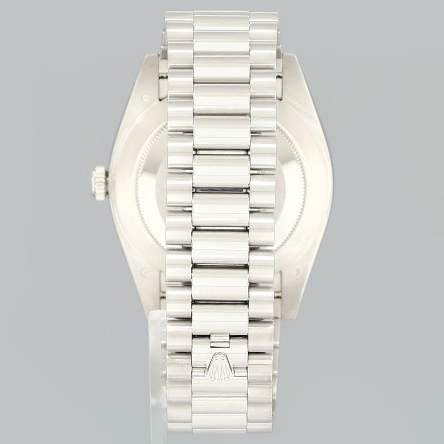 PAPERS MINT Rolex Platinum President 228206 Black Stick 40mm Day Date 40 Watch Box