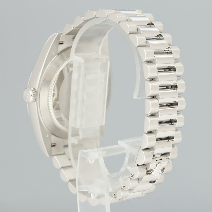 PAPERS MINT Rolex Platinum President 228206 Black Stick 40mm Day Date 40 Watch Box