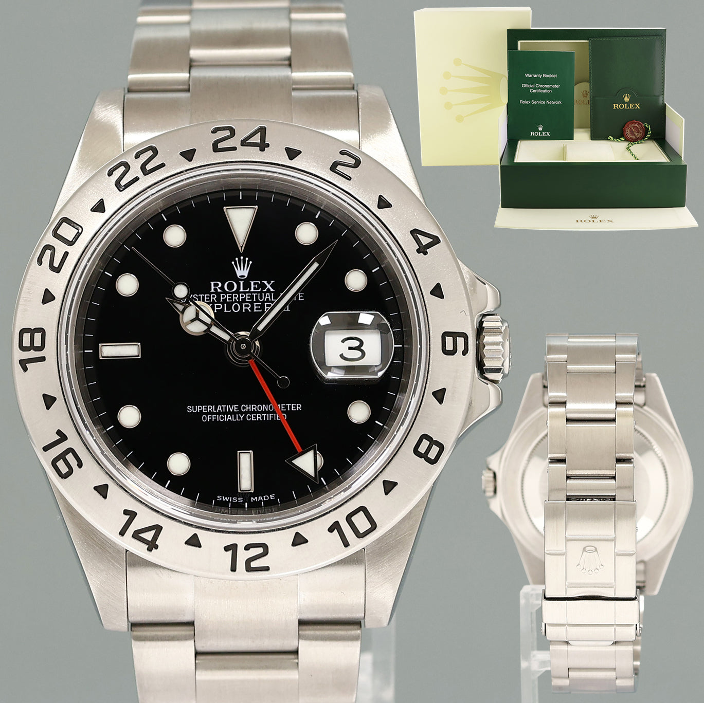 2007 MINT Rolex Explorer II 16570 Stainless Steel Black 3186 GMT 40mm Watch Box