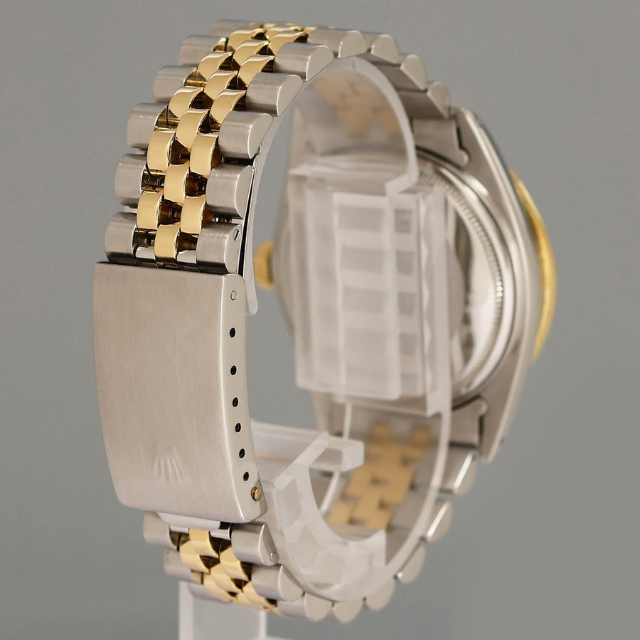 PEARL & DIAMOND BEZEL Rolex DateJust 16013 Two-Tone Yellow Gold Jubilee Watch Box