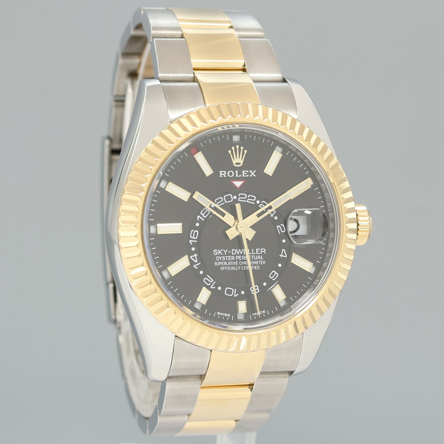 2022 MINT Rolex Sky-Dweller 326933 Black Two Tone Gold Steel 42mm Watch Box
