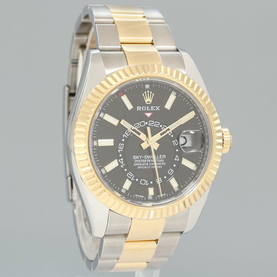 2022 MINT Rolex Sky-Dweller 326933 Black Two Tone Gold Steel 42mm Watch Box