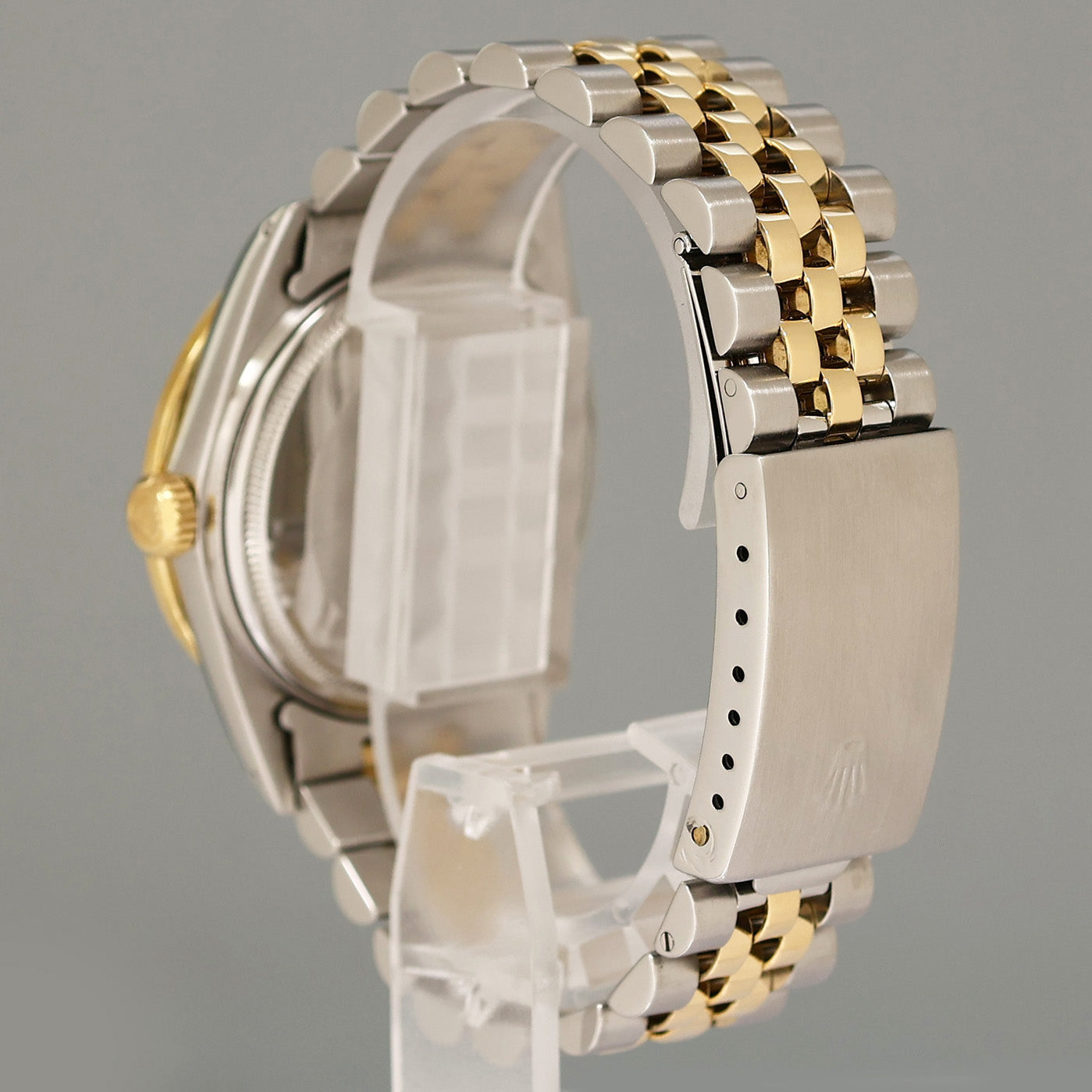 PEARL & DIAMOND BEZEL Rolex DateJust 16013 Two-Tone Yellow Gold Jubilee Watch Box