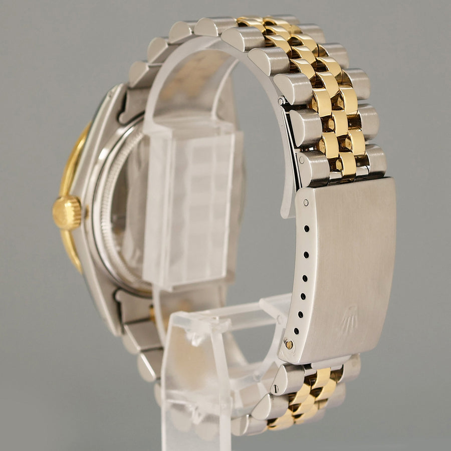 PEARL & DIAMOND BEZEL Rolex DateJust 16013 Two-Tone Yellow Gold Jubilee Watch Box