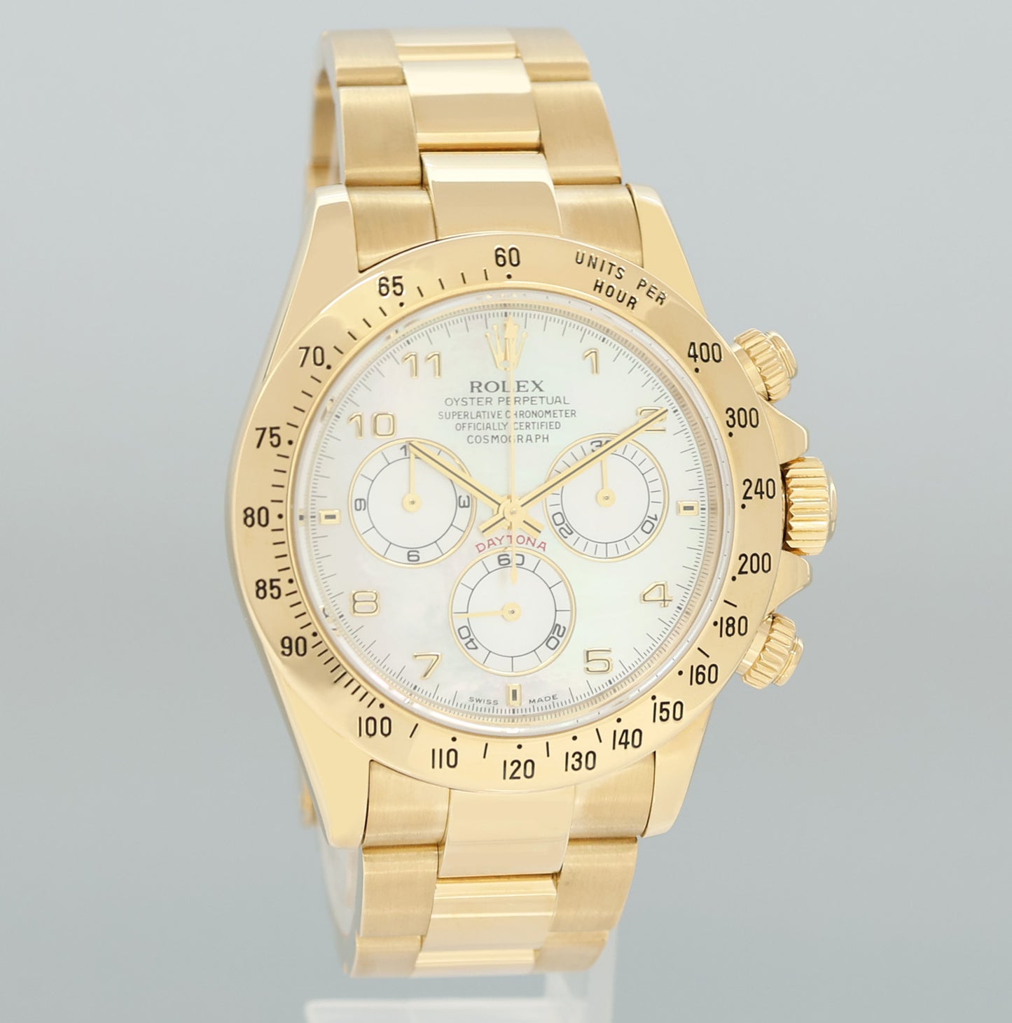 MINT Rolex Daytona 116528 MOP Mother of Pearl Chrono Yellow Gold Watch Box