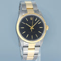 PAPERS Rolex Oyster Perpetual 34mm Black 14233 Yellow Gold & Steel Oyster Watch Box