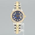 Diamond Ladies Rolex DateJust 26mm 69173 Two Tone Gold Blue Jubilee Watch