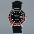 2001 Rolex GMT-Master 2 Coke Black Red 40mm Steel 16710 Nato Watch Box