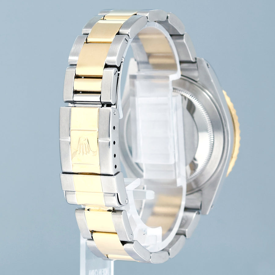 2000 PAPERS MINT Rolex GMT-Master II 16713 Black Two-Tone Yellow Gold Steel Watch