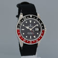 2001 Rolex GMT-Master 2 Coke Black Red 40mm Steel 16710 Nato Watch Box
