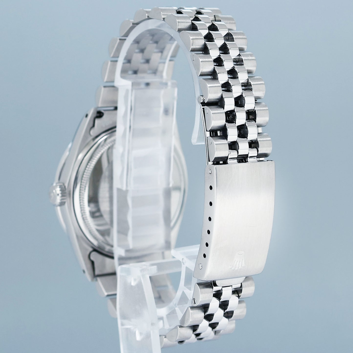 DIAMOND Bezel Rolex DateJust 36mm Glacier Blue Diamond 16030 Steel Watch Box