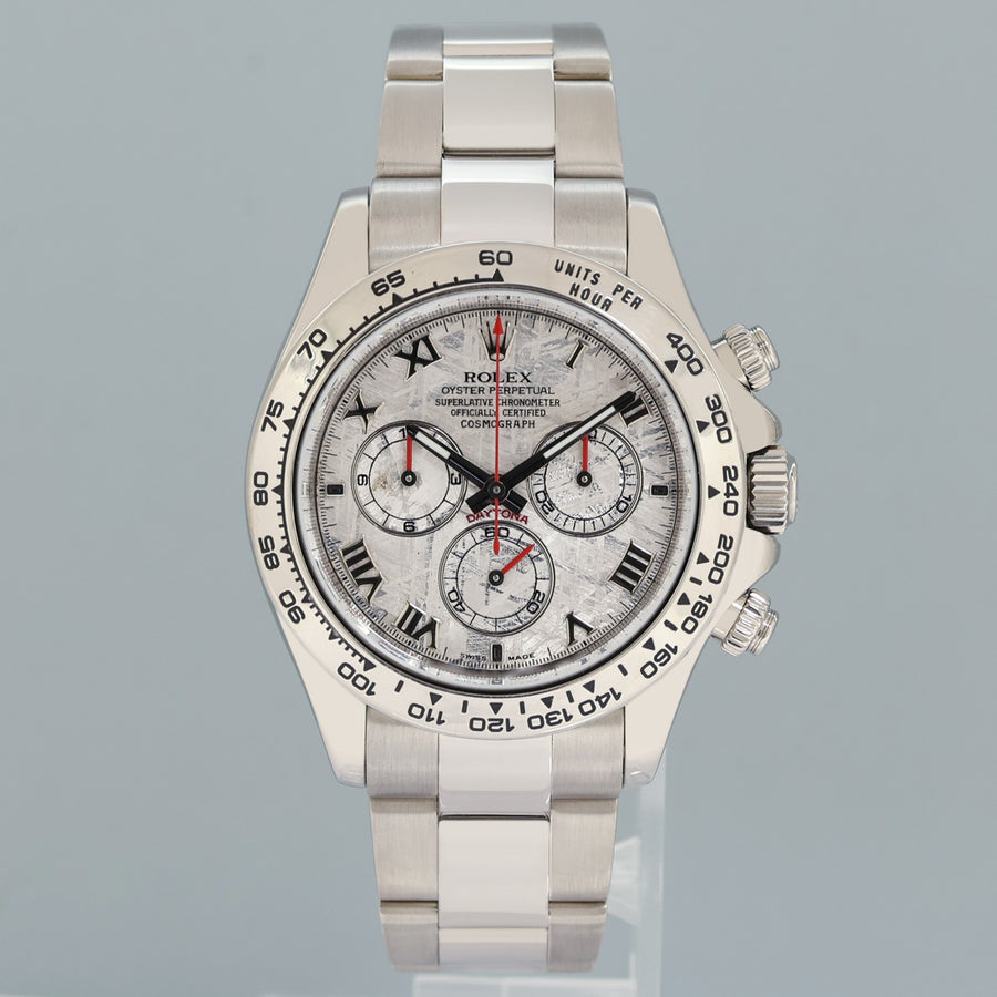 MINT 2014 Rolex Daytona Meteorite Roman 116509 White Gold Chronograph Watch Box
