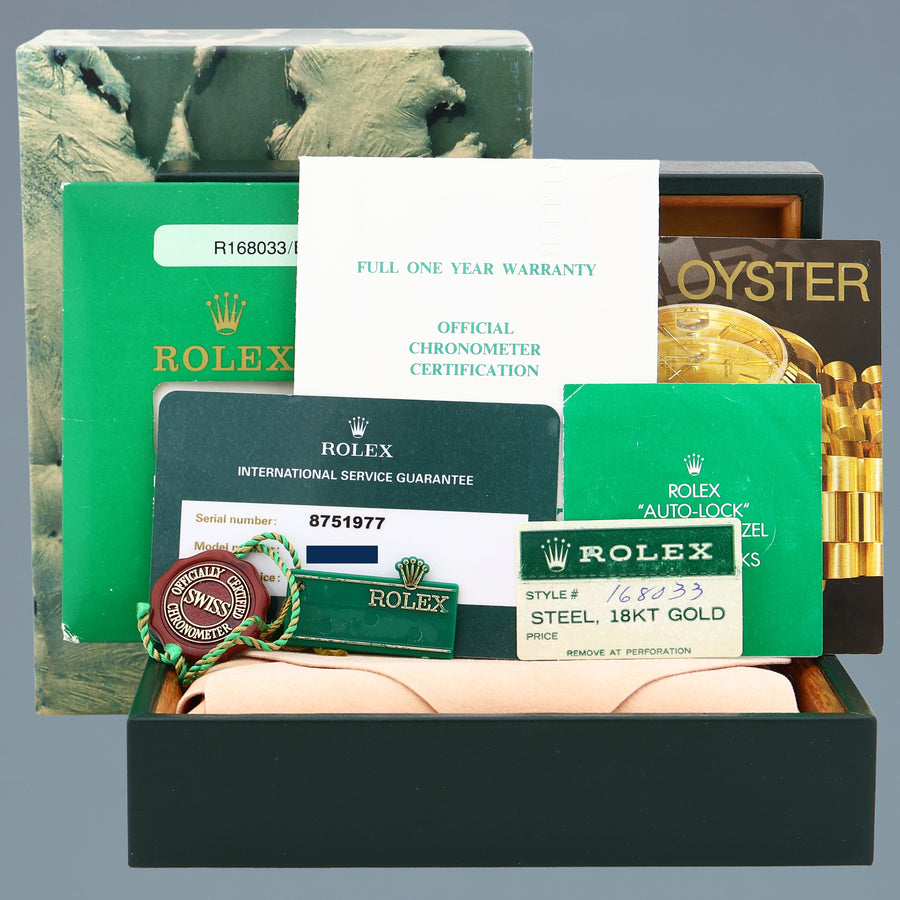 1985 PAPERS MINT Rolex Submariner Date 16803 Two-Tone Gold Steel Blue 40mm Watch Box