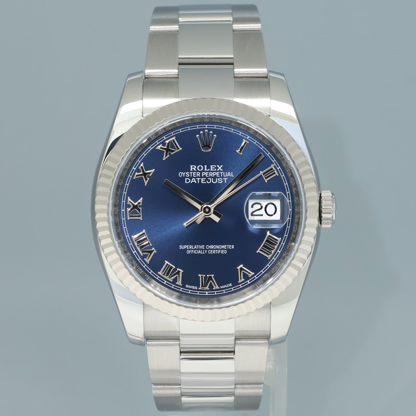 2008  MINT Rolex DateJust Steel Blue Roman 116234 36mm Oyster Steel Watch Box