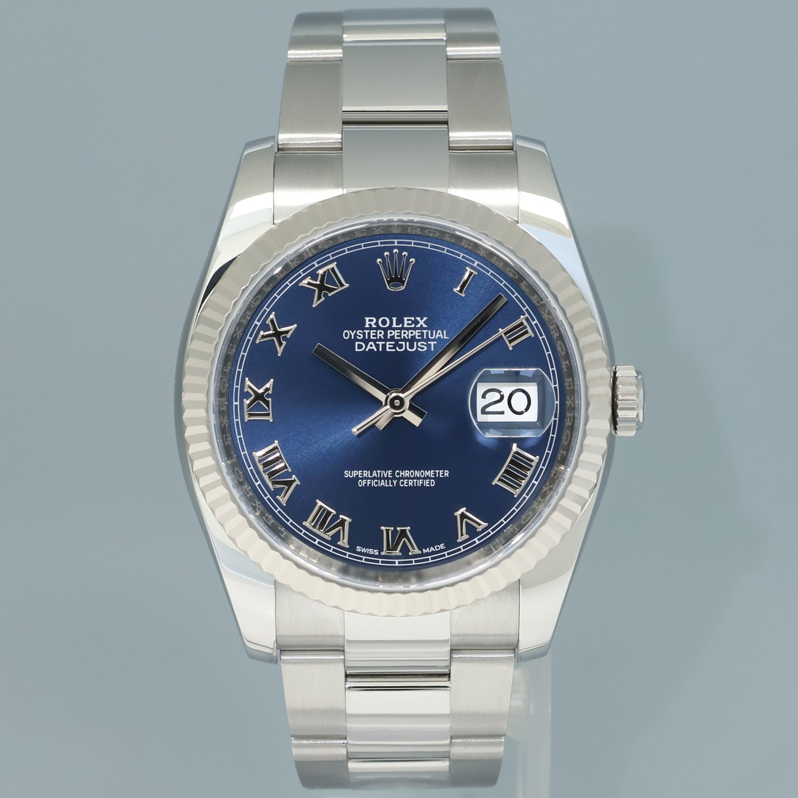 2008  MINT Rolex DateJust Steel Blue Roman 116234 36mm Oyster Steel Watch Box