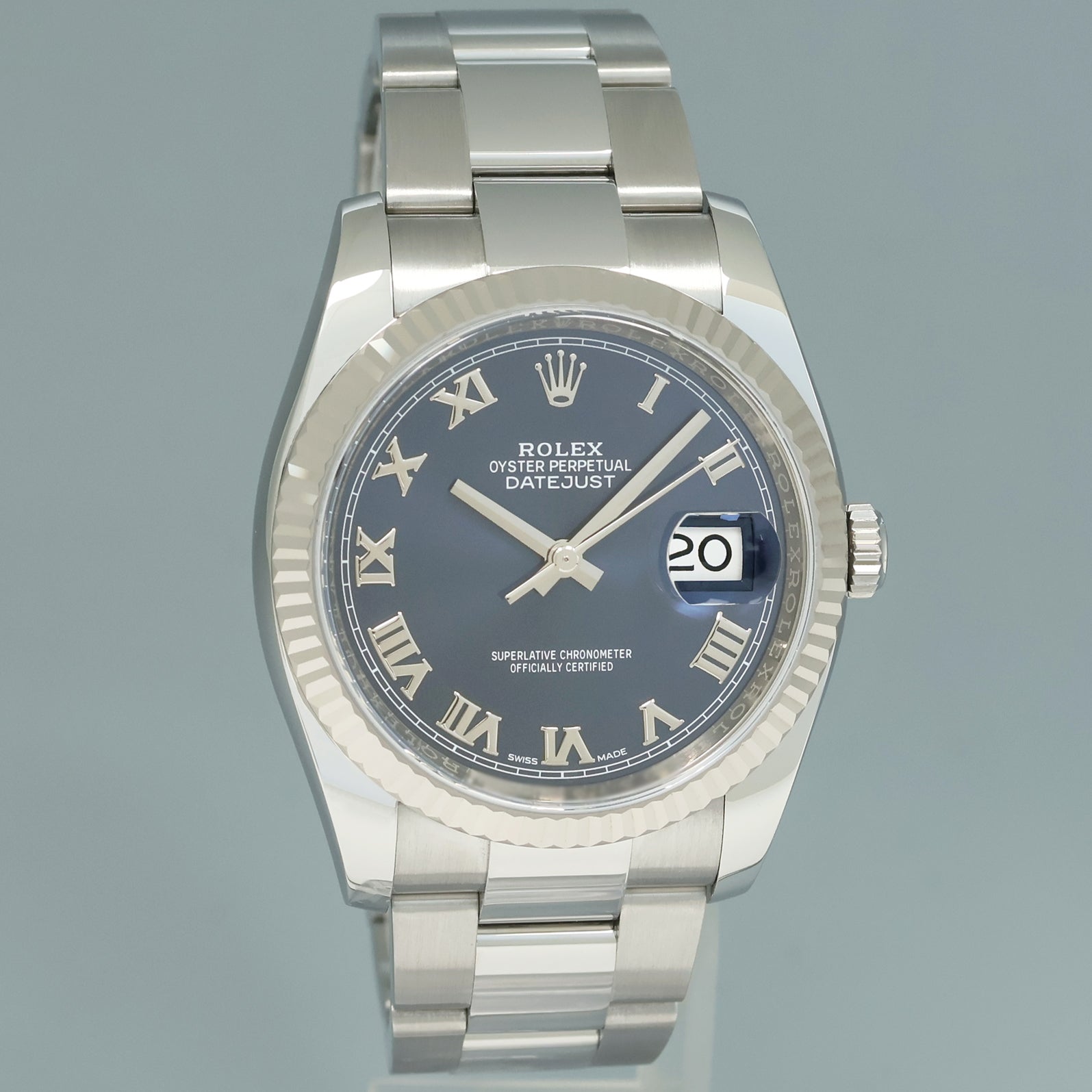 2008  MINT Rolex DateJust Steel Blue Roman 116234 36mm Oyster Steel Watch Box