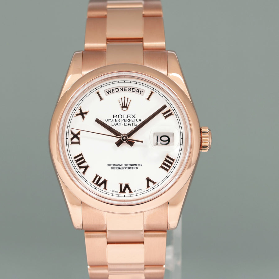 MINT Rolex President Day Date 36mm Rose Gold 118205 White Roman Watch Box