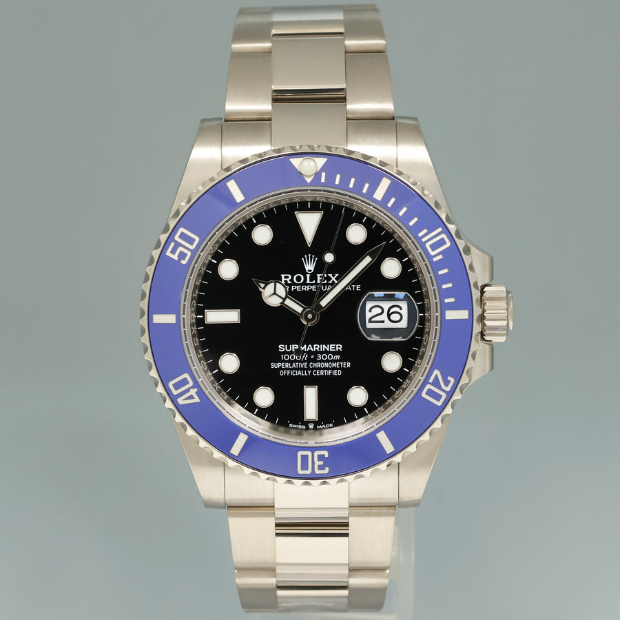 2021 NEW PAPERS Rolex Submariner Blue Cookie Monster 126619 White Gold 41mm Watch