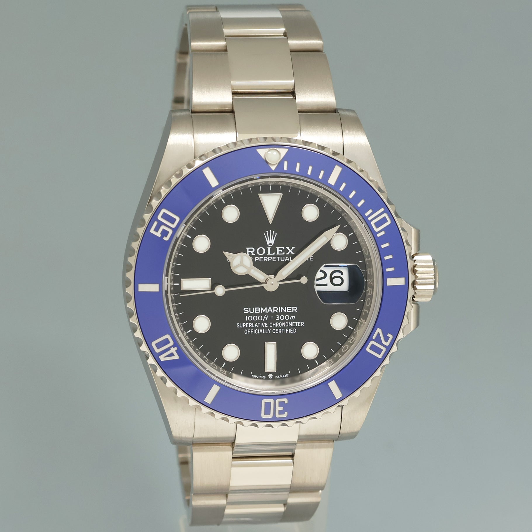2021 NEW PAPERS Rolex Submariner Blue Cookie Monster 126619 White Gold 41mm Watch