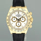 2008 MINT Rolex Daytona Cosmograph White Stick 116518 Yellow Gold Leather Watch