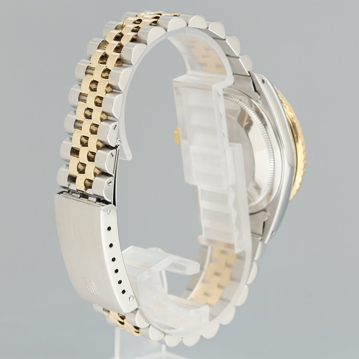 PAPERS Rolex DateJust 16263 Turn-O-Graph Two Tone Gold Black Jubilee 36mm Watch