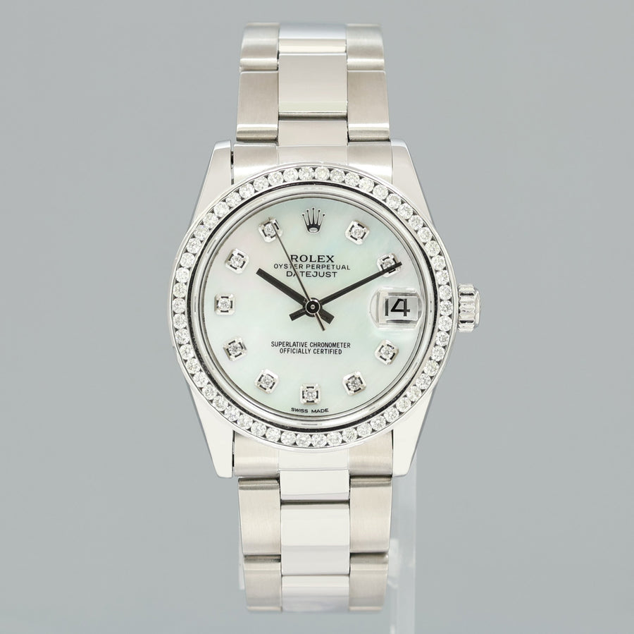 DIAMOND PEARL Ladies Rolex Midsize 31mm Datejust Jubilee Steel 78274 Watch Box