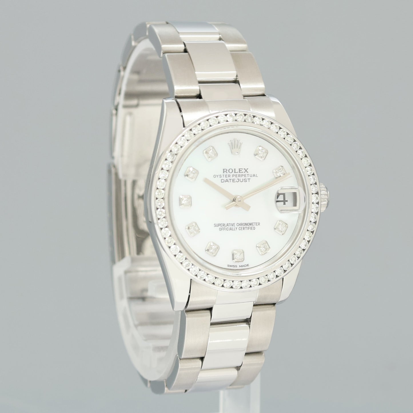 DIAMOND PEARL Ladies Rolex Midsize 31mm Datejust Jubilee Steel 78274 Watch Box