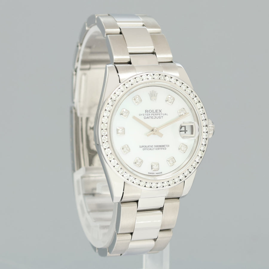 DIAMOND PEARL Ladies Rolex Midsize 31mm Datejust Jubilee Steel 78274 Watch Box