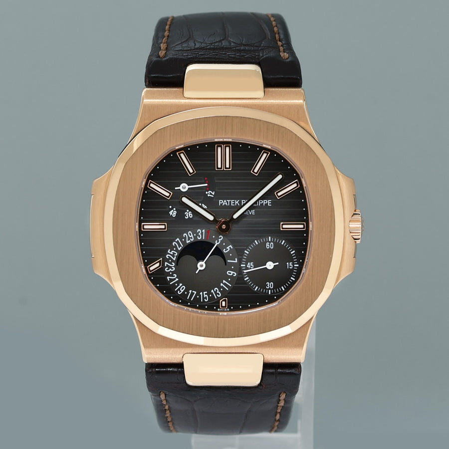 MINT PAPERS Patek Philippe Nautilus Moonphase Rose Gold 5712R Leather Watch Box