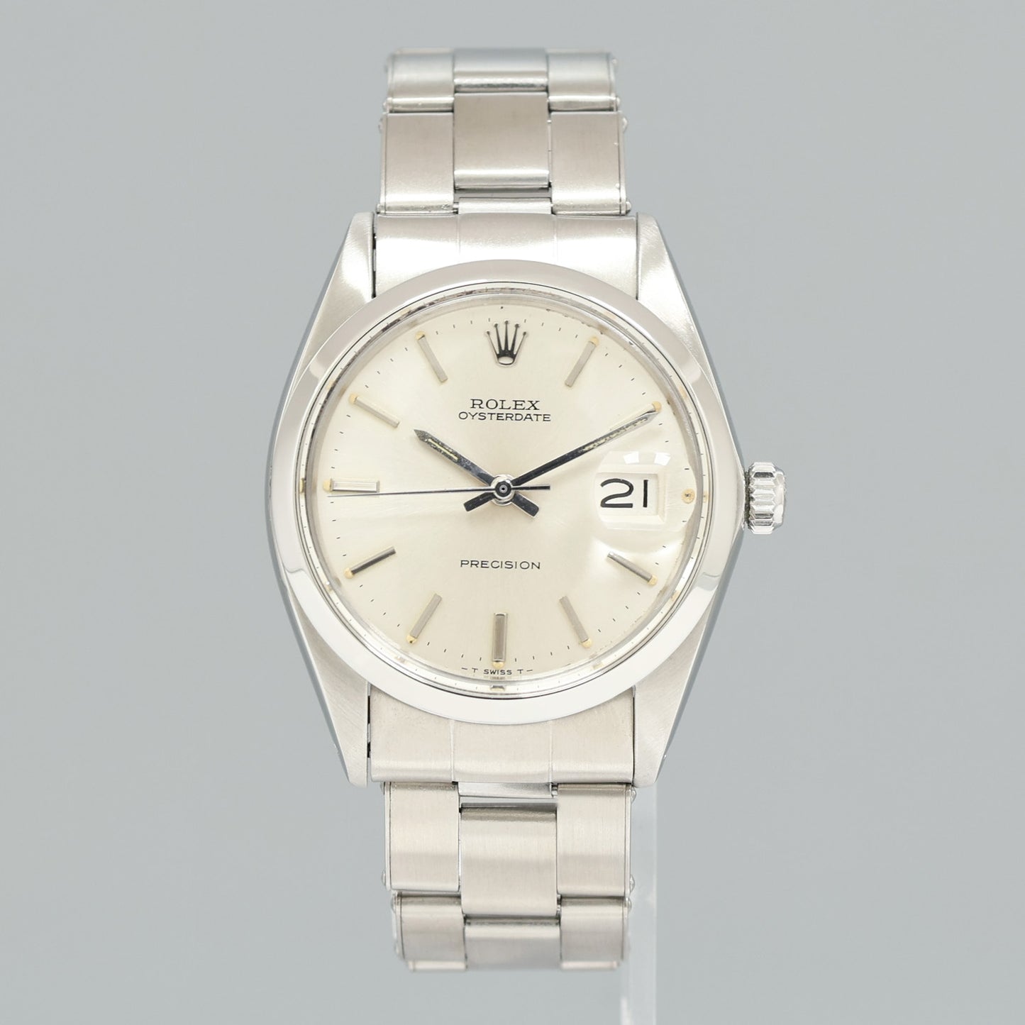 Rolex Oysterdate Steel Silver Dial Manual Wind Oyster 34mm Watch