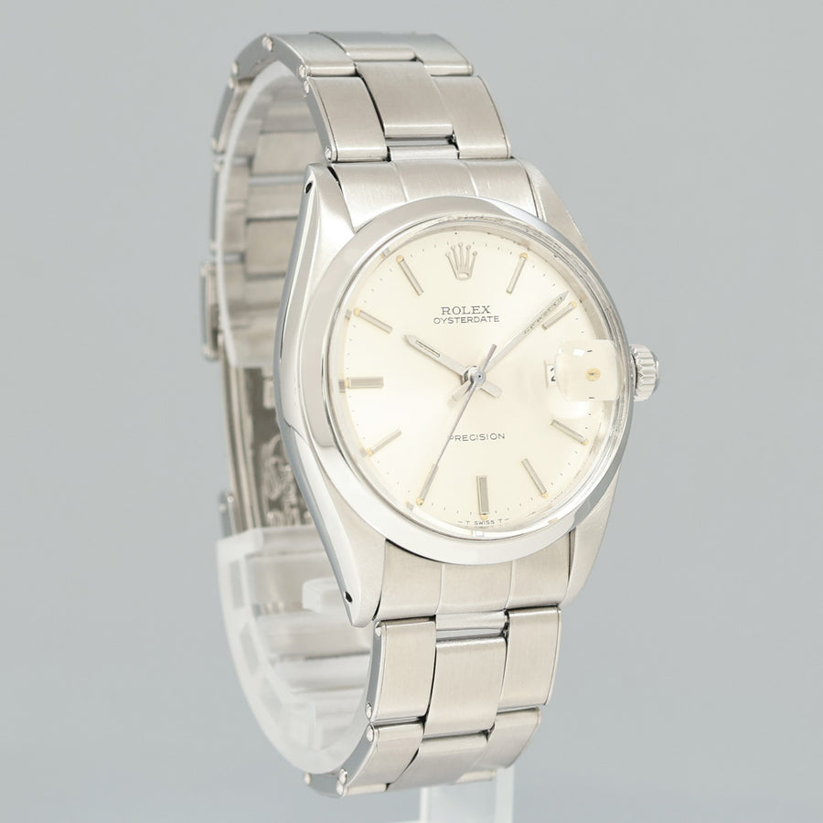 Rolex Oysterdate Steel Silver Dial Manual Wind Oyster 34mm Watch