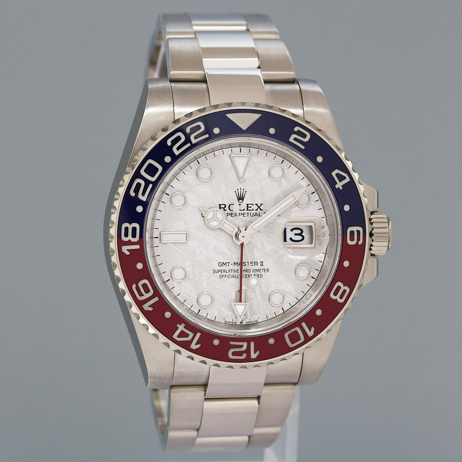 2021 NEW PAPERS Rolex GMT-Master II 126719BLRO Blue Pepsi Meteorite White Gold Watch
