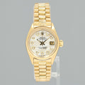 PAPERS Ladies Rolex DateJust President 26mm 6927 Yellow Gold Bark Diamond MOP Watch