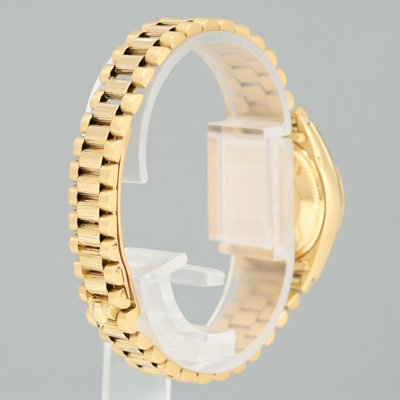 PAPERS Ladies Rolex DateJust President 26mm 6927 Yellow Gold Bark Diamond MOP Watch