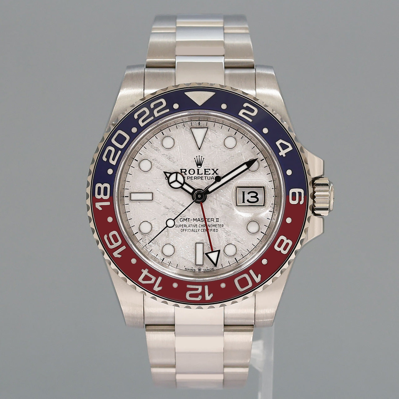 2021 NEW PAPERS Rolex GMT-Master II 126719BLRO Blue Pepsi Meteorite White Gold Watch