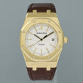 MINT Audemars Piguet AP Royal Oak Yellow Gold 15300ba 39mm White Dial Leather Watch