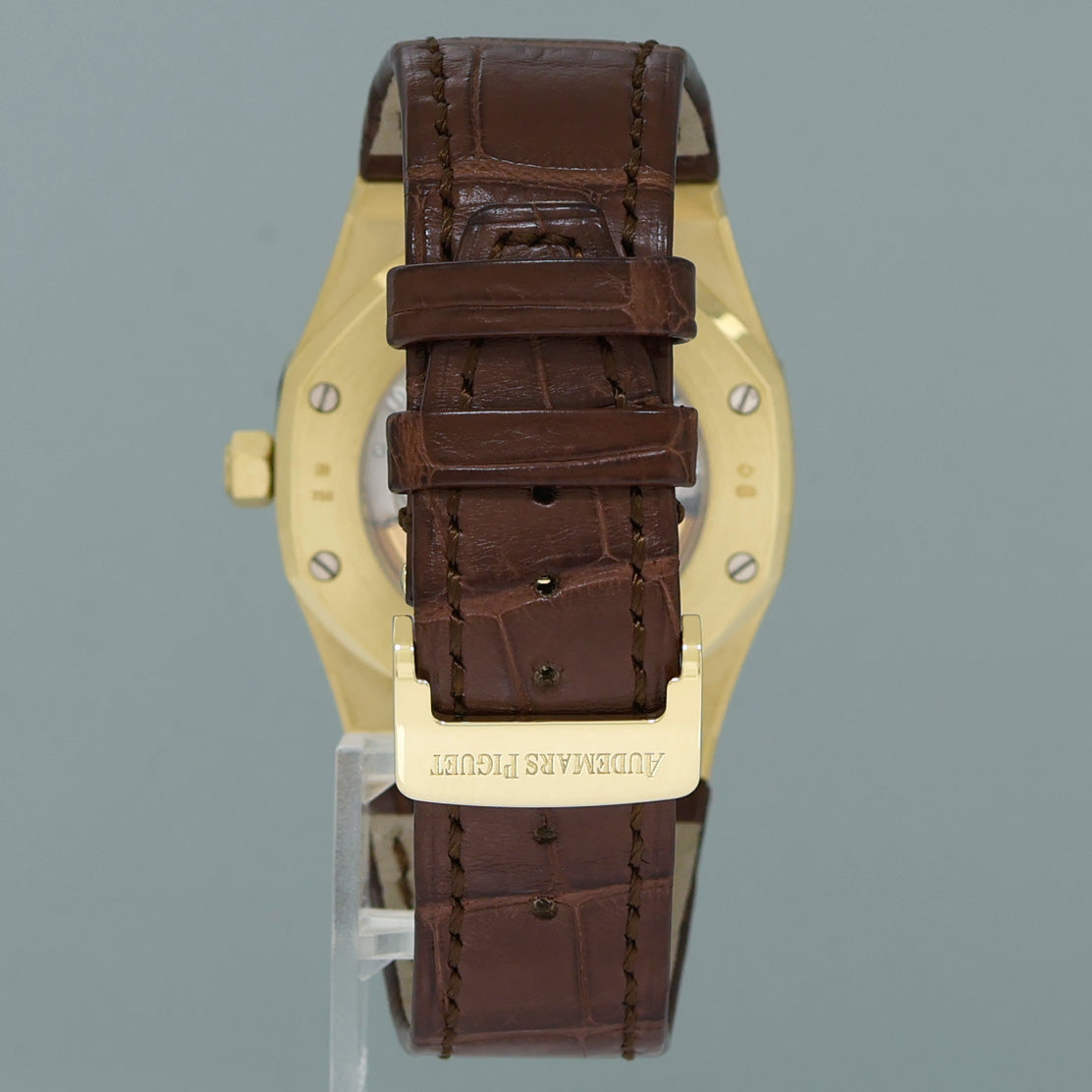 MINT Audemars Piguet AP Royal Oak Yellow Gold 15300ba 39mm White Dial Leather Watch