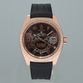 MINT ROLEX SKY DWELLER ROSE GOLD 326135 CHOCOLATE 42MM RUBBER WATCH BOX