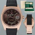 MINT ROLEX SKY DWELLER ROSE GOLD 326135 CHOCOLATE 42MM RUBBER WATCH BOX